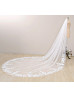 White Vintage Flowery Lace Wedding Veil Cathedral Length Veil